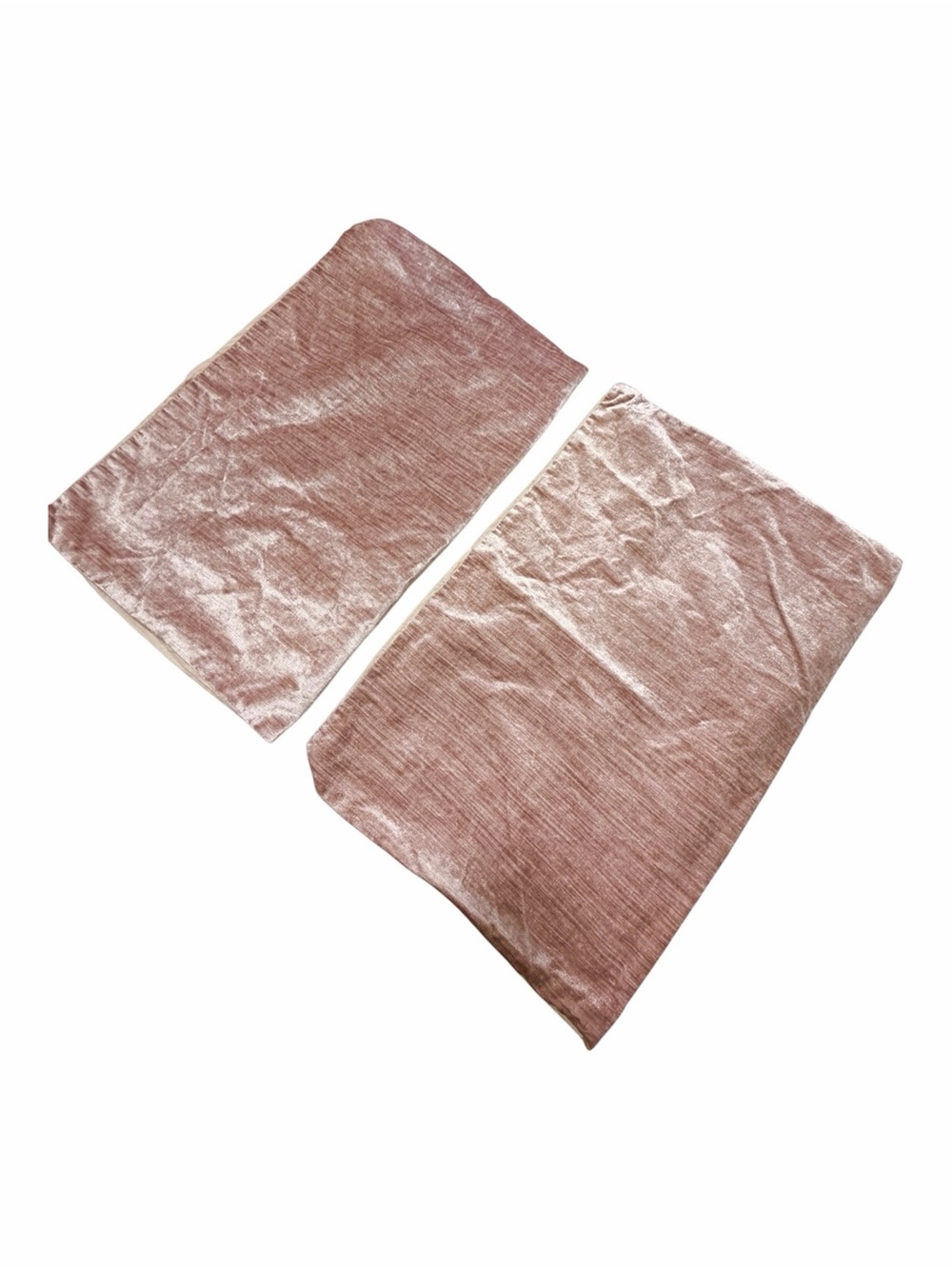 West Elm Crinkle Velvet Standard Pillow Shams Cotton Viscose Blush Pink Set of 2